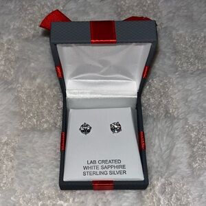 NEW! 2.5 CT.T.W White Sapphire in Sterling Silver Stud Earrings in Gift Box